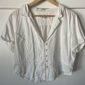 Free People Cream Button-Down Shirt